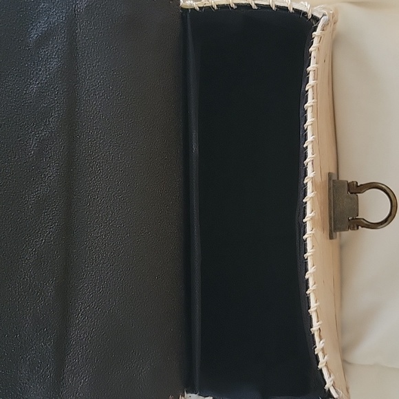 HANDMADE New Fossilized Cacao Leaves Bamboo Cream Brown Crossbody Bag Leather - Picture 10 of 12